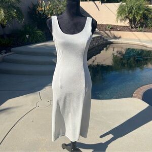 Vintage Roberta Silver Shimmer Midi Dress – Size 7/8 (Made in USA)